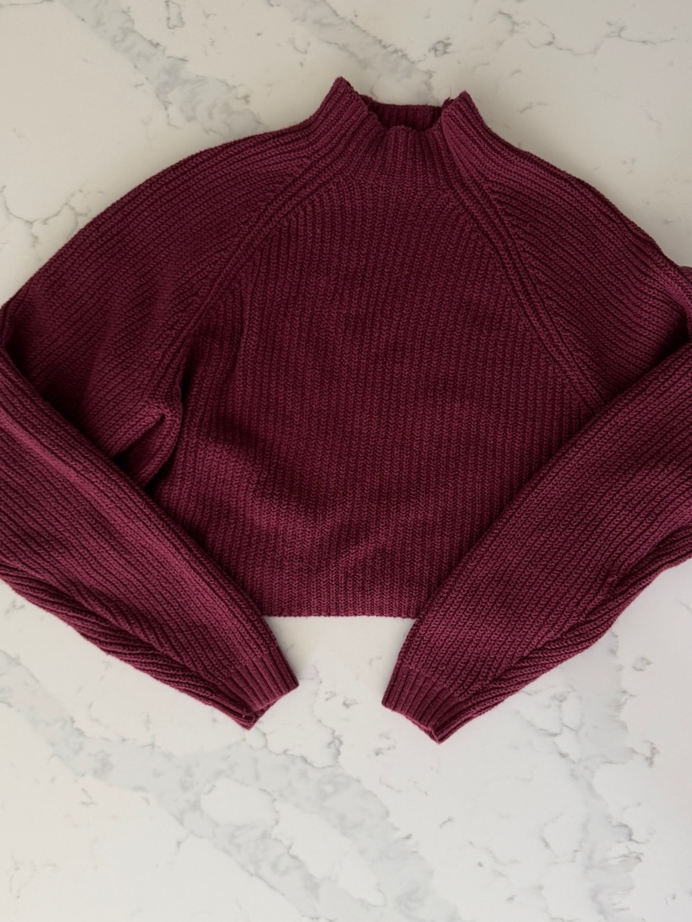 Hollister Ribbed Mock Neck Sweater - Burgundy